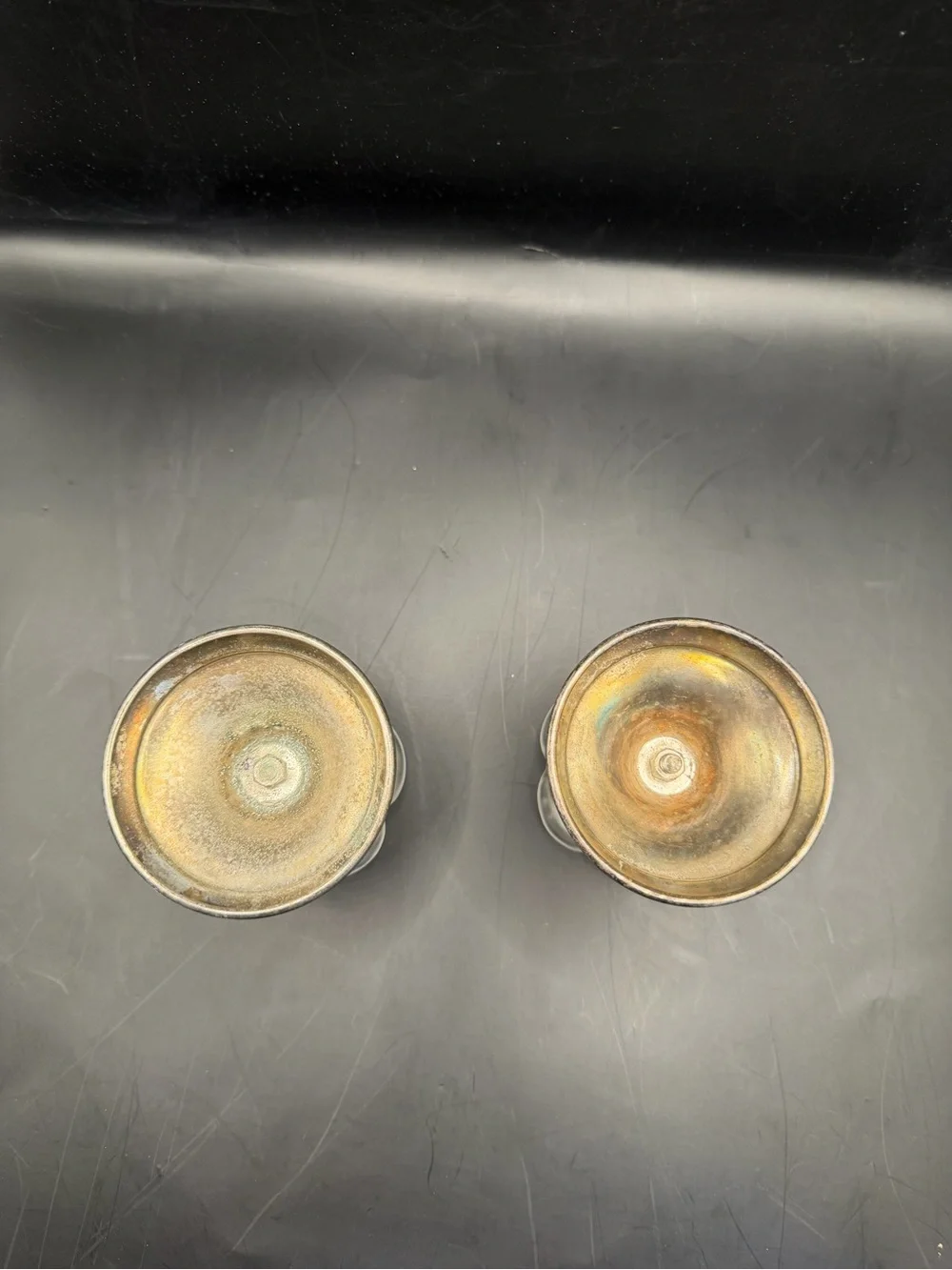 Pair Frosted Glass Flower Tealight Candle Holders Vintage Style